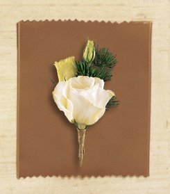 White lisianthus boutonniere with fern