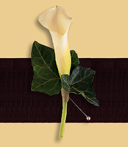 Calla Lily boutonniere with edera leaves
