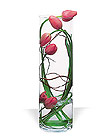 Tulips in glass vase. Modern flower design