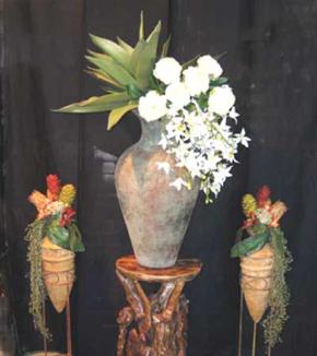 Large urn flower arrangement