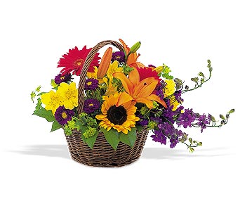Flower deign in basket. Country style